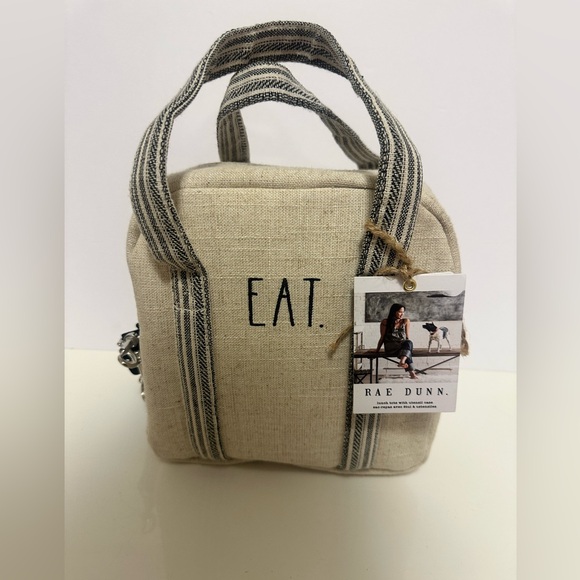 Rae Dunn Handbags - Rae Dunn Lunch box in Cream with the Word "EAT" on the front. NWT